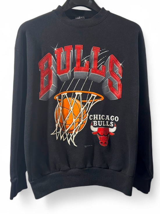 NBA Other - Vintage 90s Black NBA Chicago Bulls Graphic Crewneck Sweatshirt Size Large